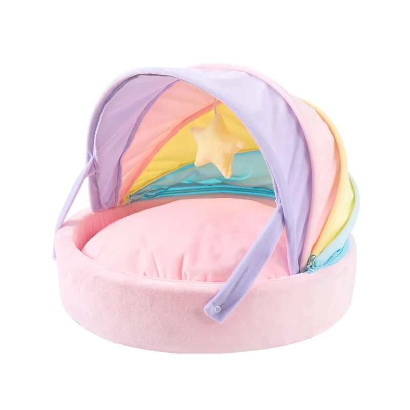 

Rainbow Cat Nest Pet Nest Dog Nest Dual Use Can Make Nest Can Make Cushion Four Seasons Available Pet Supplies Gato Suministros