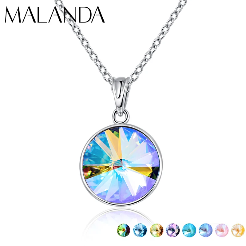 Ожерелья с кристаллами Сваровски новые модные круглые ожерелья подвеской из