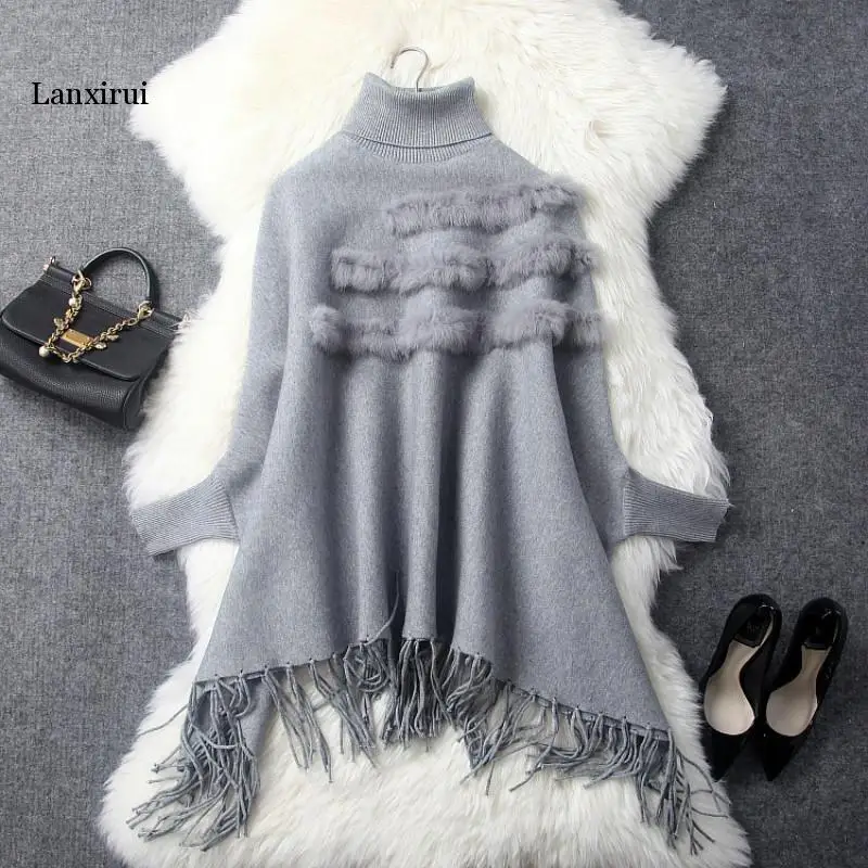 Свободный вязаный жакет из пашмины с кисточками рукавами накидка бахромой