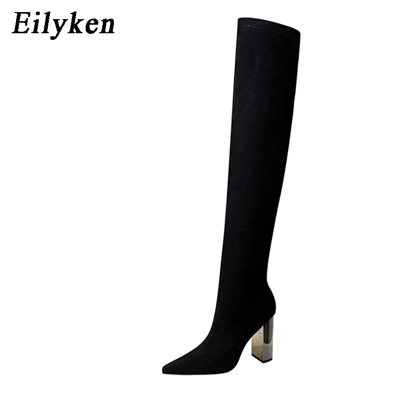 Eilyken/2021 г. зимние теплые модные Стрейчевые высокие сапоги до бедра женские