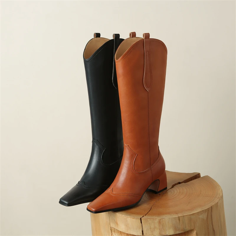 

GD-time лаконичные Дизайнерские Сапоги до колена для девочек из натуральной кожи с боковой молнией женская обувь 2022 осенние вечерние зимние са...