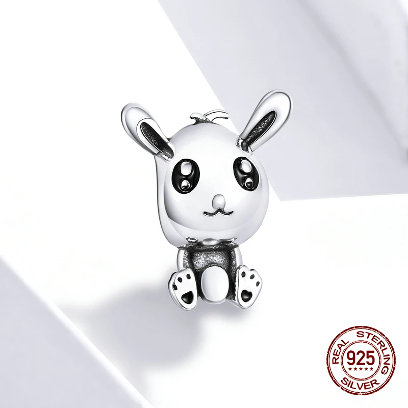 Шарм-бусина в виде кролика из серебра 925 пробы | Украшения и аксессуары