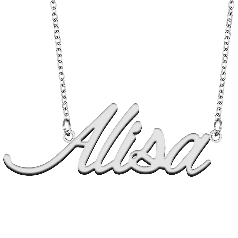 Alisa Custom Name Necklace Customized Pendant Choker Personalized Jewelry Gift for Women Girls Friend Christmas Present