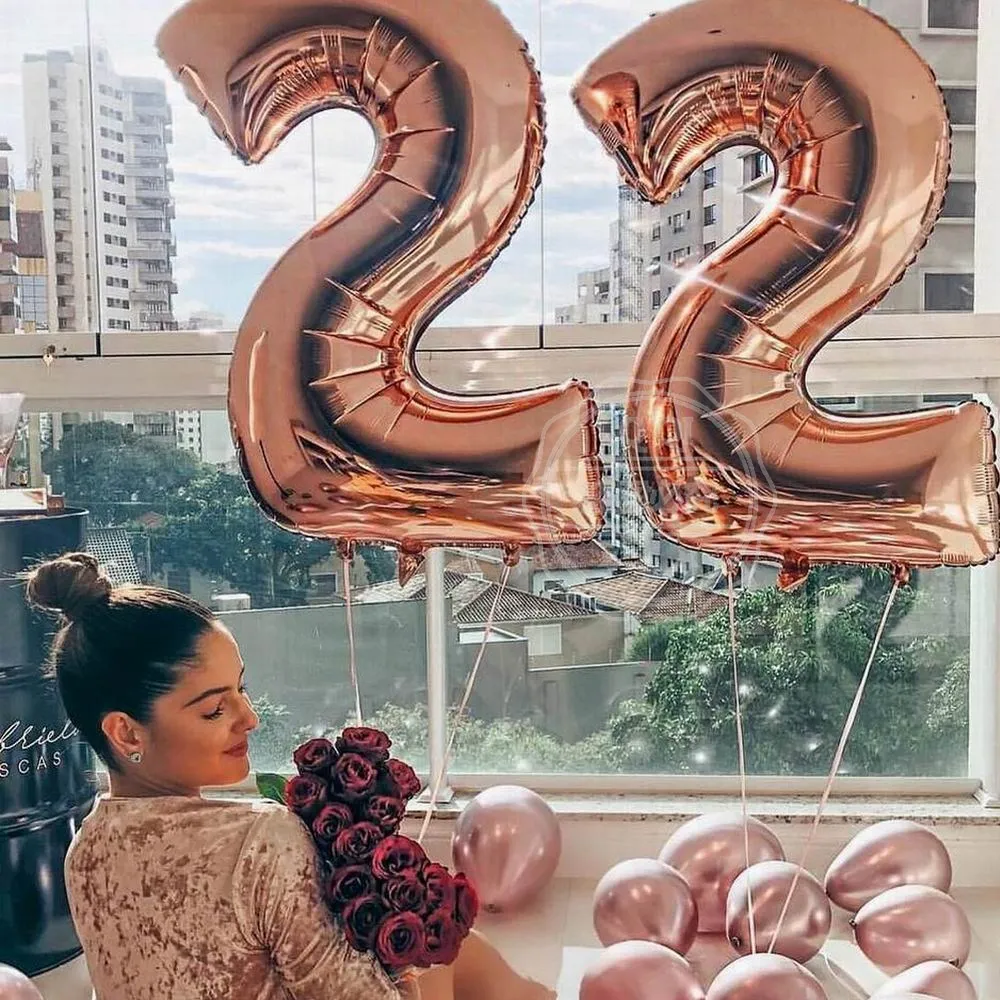 2 шт 32 или 40 дюймов с днем рождения 22 фольга Воздушные шары Розовый Синий Золотой