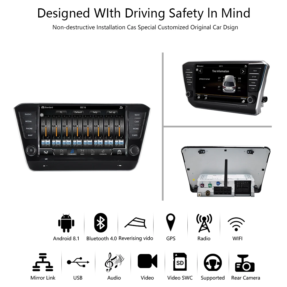 Автомобильный радиоприемник навигация автомобильное мультимедийное видео android 8