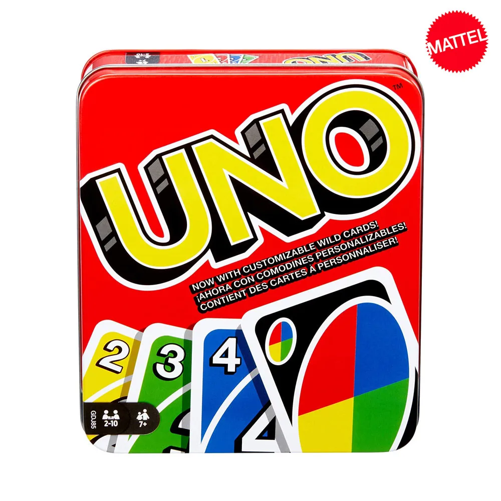 Игры карточные UNO классический жестяная коробка для детей развлечение