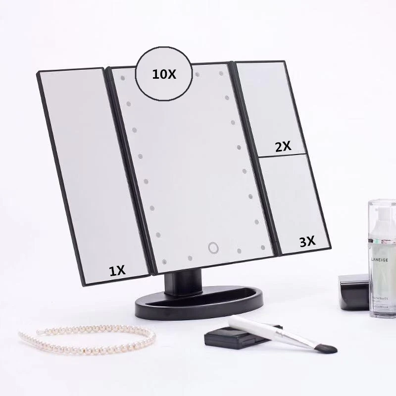 Зеркало для макияжа со светодиодной подсветкой с сенсорным экраном настольное