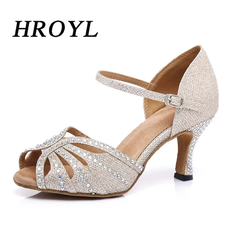 

Professional Dancing Shoes For Women Shiny Rhinestones Latin Ballroom Dance Shoes Salsa Tango Dancing Sandals HROYL