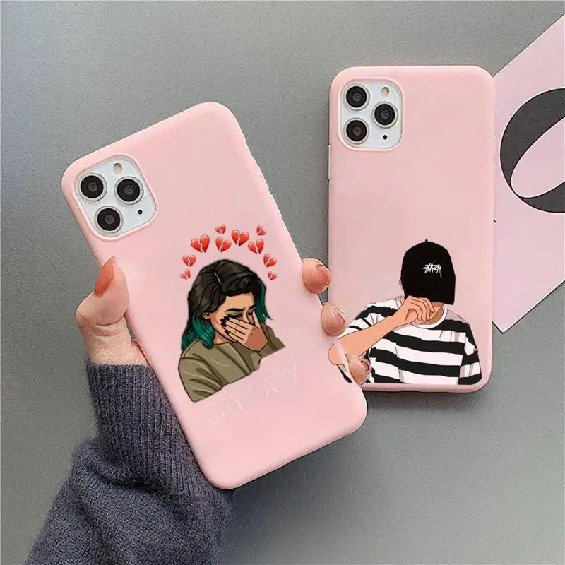 

ins heart senior boys and girls Phone Case Candy Color for iPhone 6 6S 7 8 11 12 XS X SE 2020 XR mini pro Plus MAX mobile bags