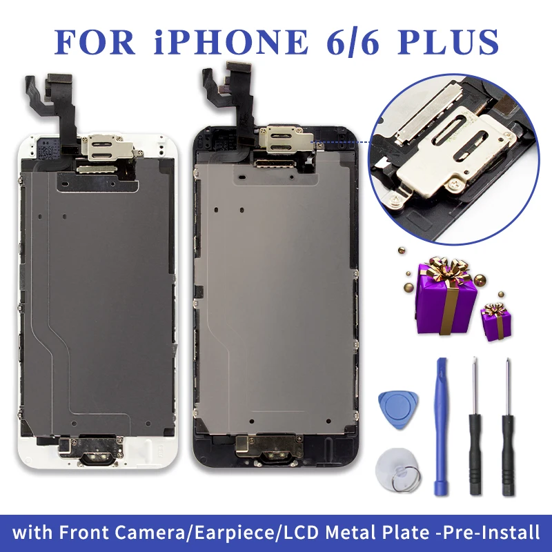 Полная сборка ЖК-дисплей для iPhone 6 6s 6plus 6s Plus 3D Ecran экран замена дисплей с фронтальной камерой+ динамик