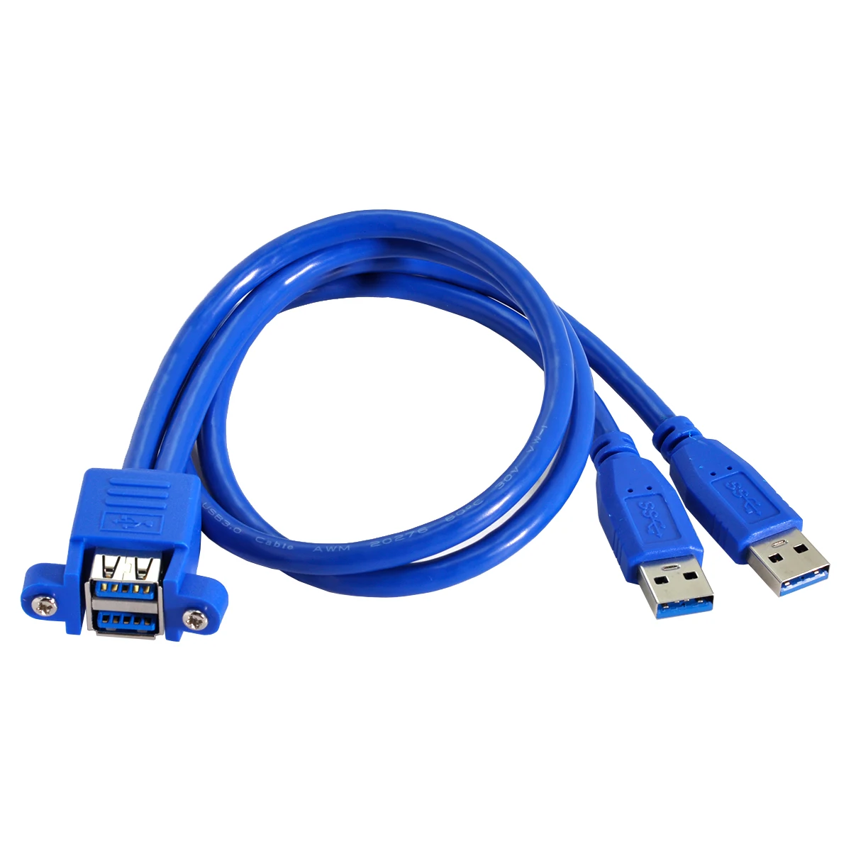 

NGFF Stackable Female Extension to combo Dual USB 3.0 Male Cable 50cm with Screw Panel Mount Holes