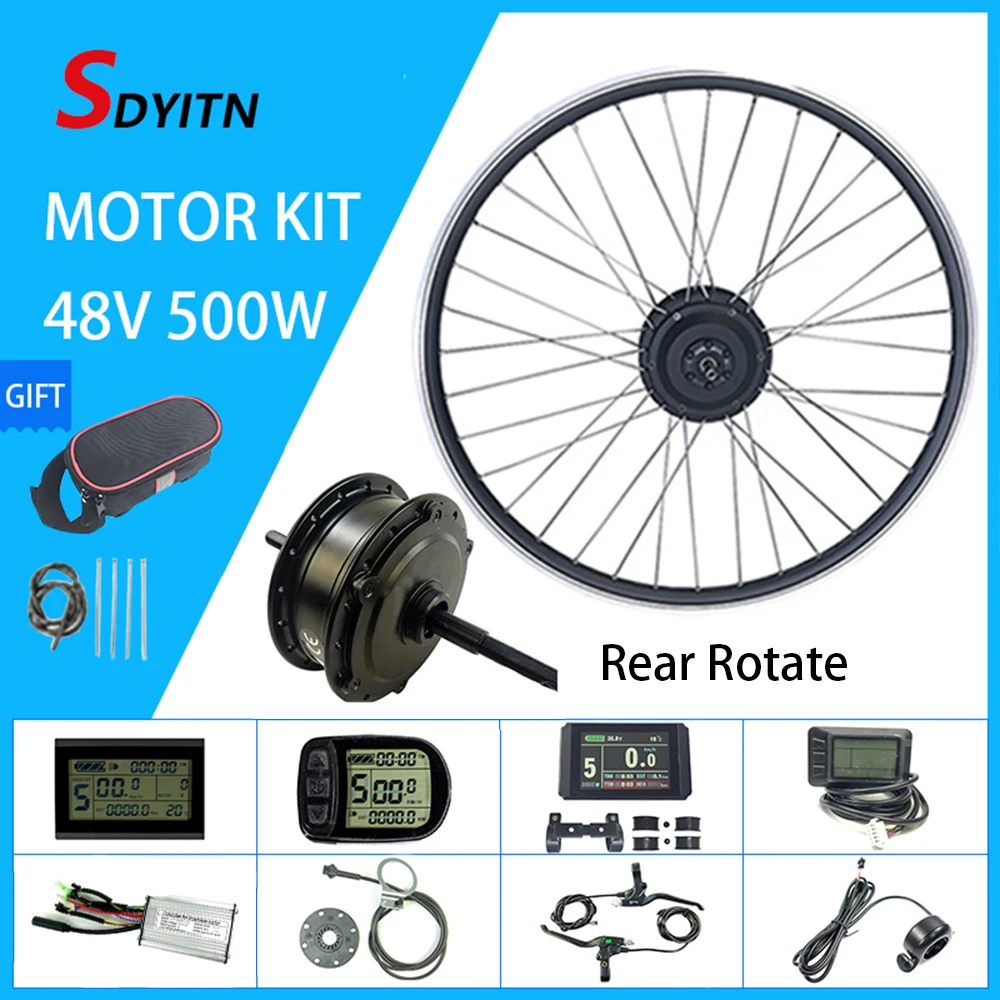 SDYITN 48V 500W электрический велосипед комплект заднее колесо отсева 135 мм подходит