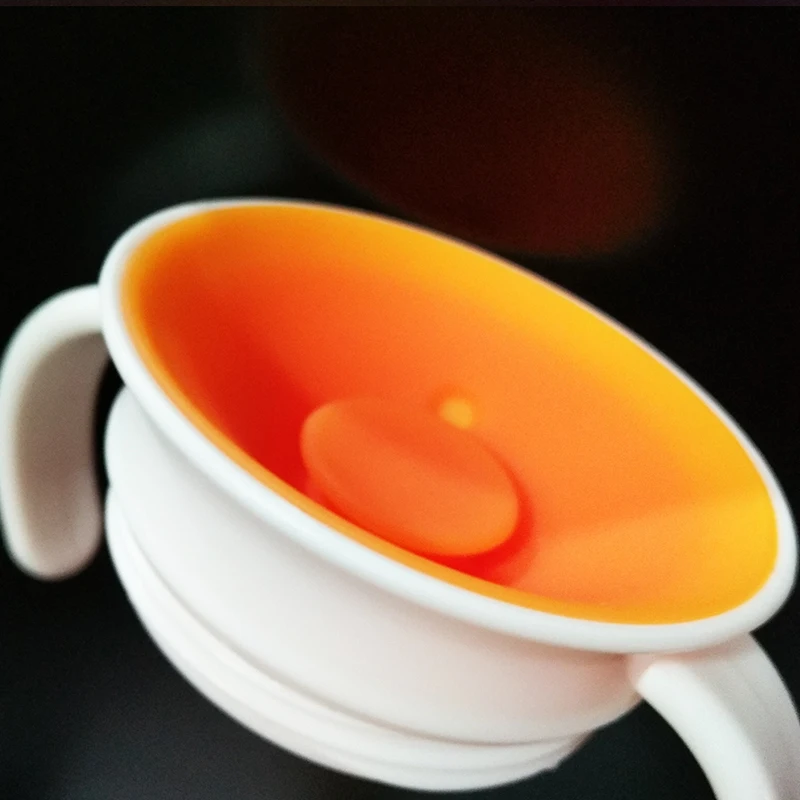 Taza de aprendizaje para beb&eacute;, asa a prueba de fugas de doble tapa abatible, m&aacute;gica, se puede girar 360 grados-4