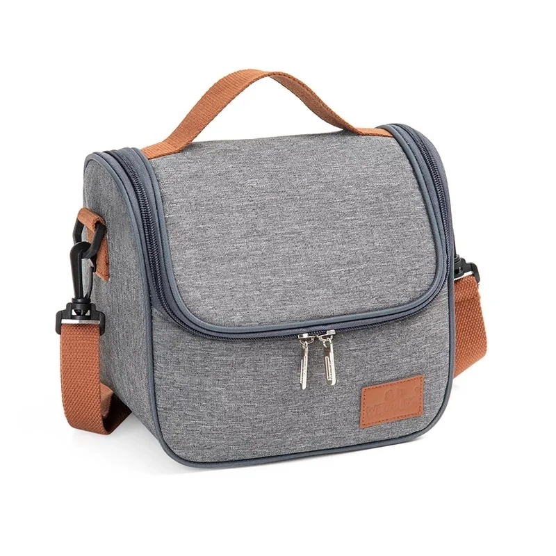 

High Quality Gray Thermal Food Insulated Lunch Bag Casual Travel Picnic Bag Thermal Lunch Box Bento Bag for Work Office School