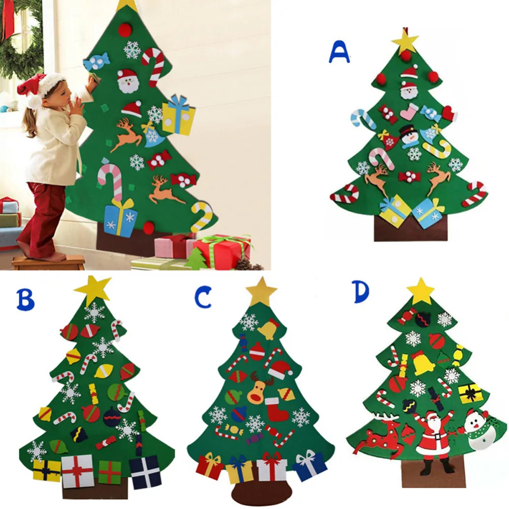 Войлочная Рождественская елка сделай сам подвесная со съемными украшениями