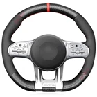 Чехол для руля, из углеродного волокна и замши, для Mercedes Benz AMG CLA CLS GLC GLE GLB S E W177