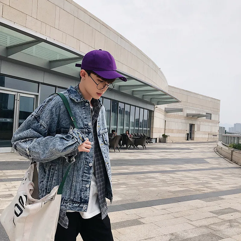 Новый молодой человек High Street джинсовые куртки свободные Patchworks для мужчин Высокое