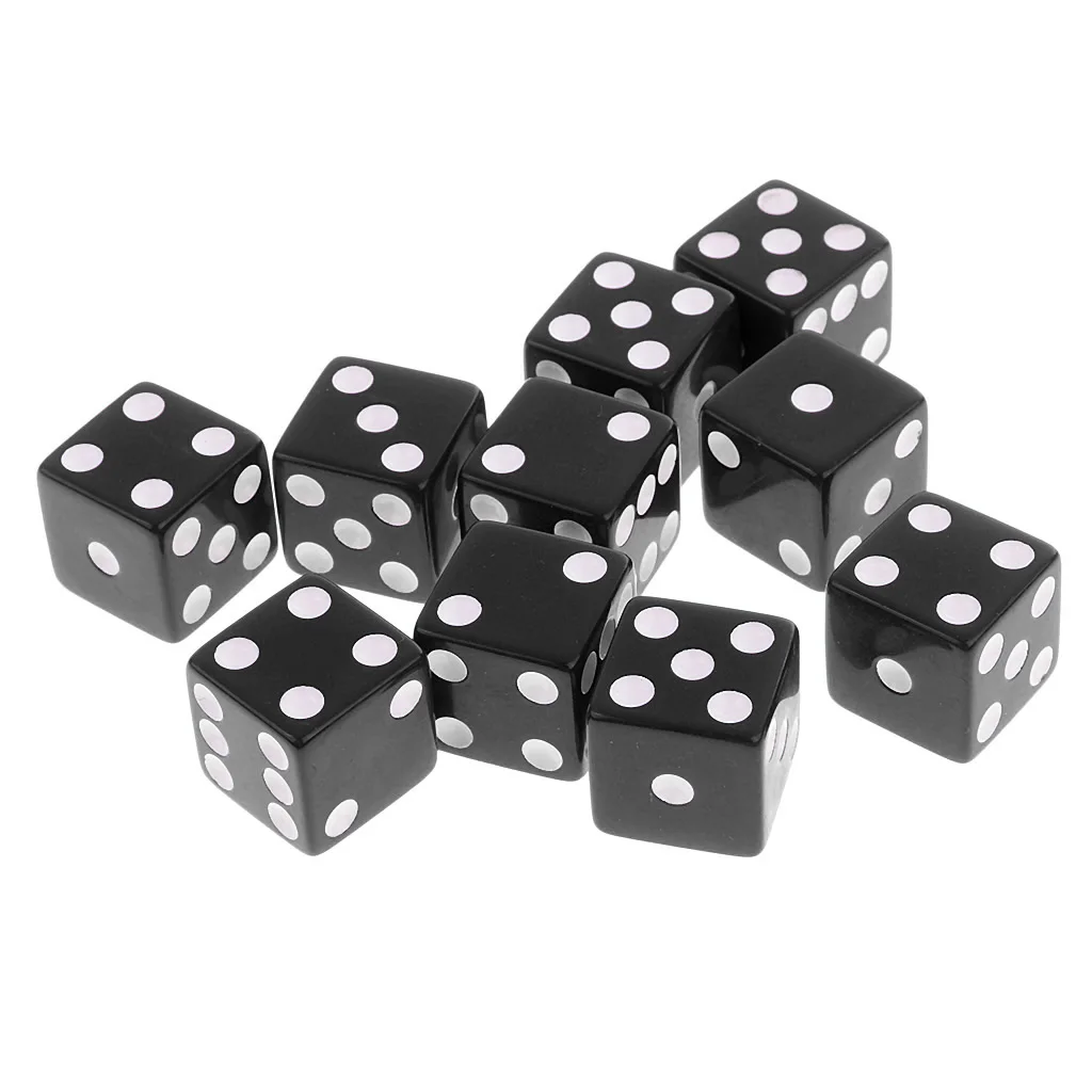 10 штук шестисторонние D6 игральные кости-многогранные пластиковые кубики-игрушки
