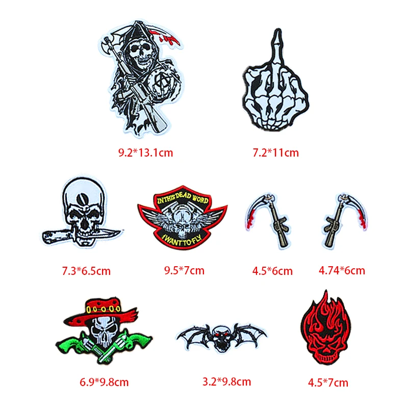 20 шт./лот Сделай Сам панк рок одежда патч патчи для одежды Череп железо на вышитые