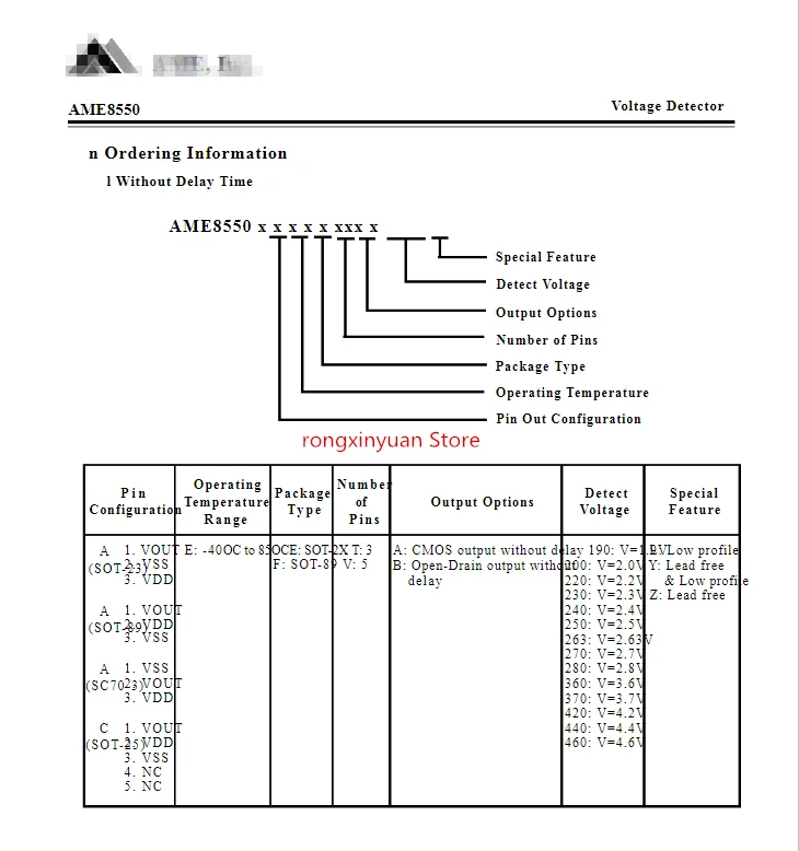 3 6 новый оригинальный детектор напряжения AME8550AEEVD360Z AME8550AEEVD360 AYJww 100% в SOT-25 AME8550 |