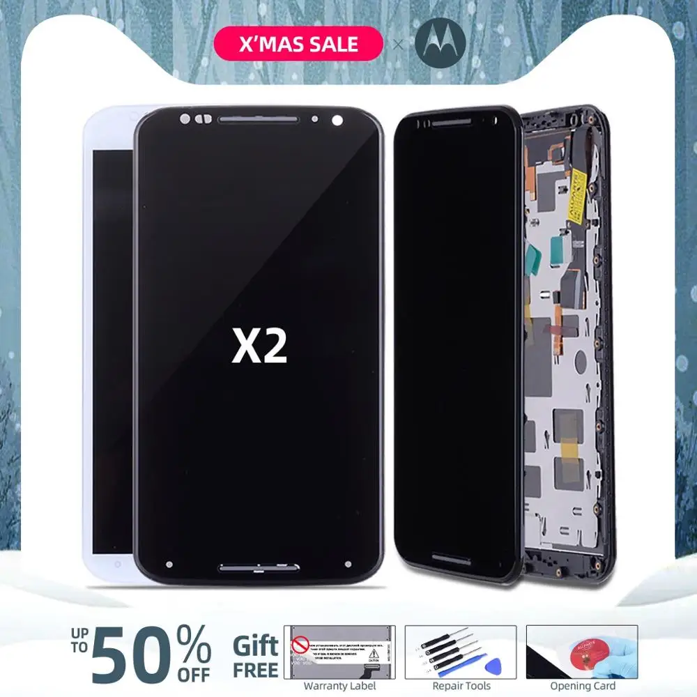 AMOLED Дисплей для Motorola Moto X2 LCD в сборе с тачскрином на рамке черный белый