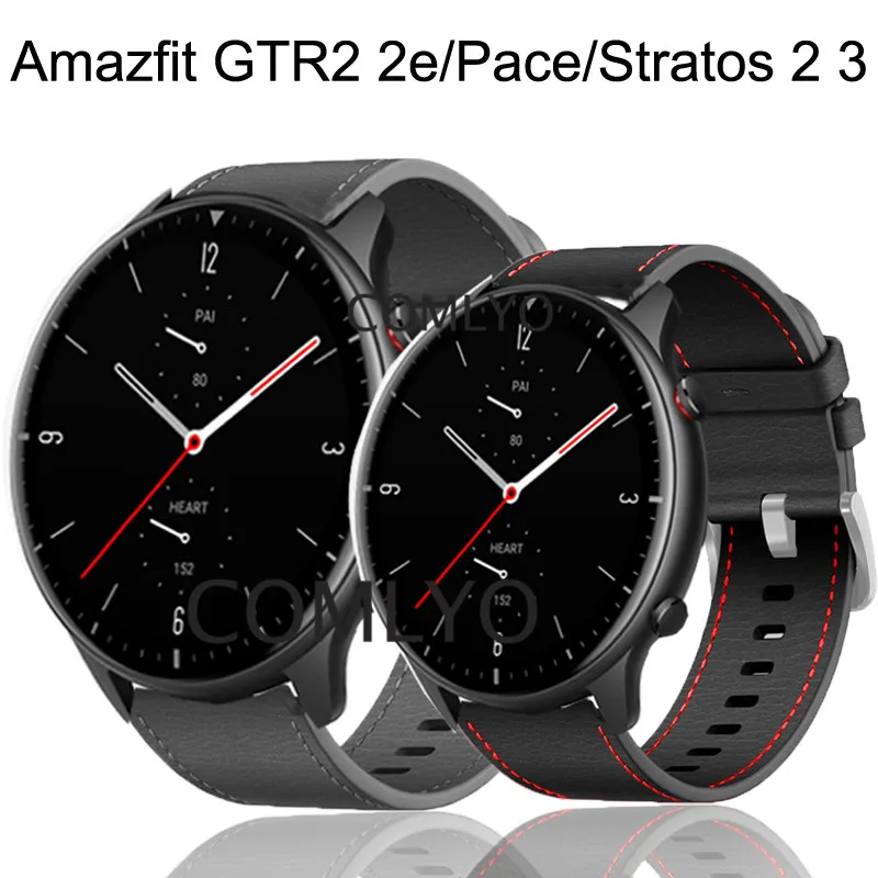

22mm Leather Wrist Band For Amazfit GTR 2 2e SIM Strap Watchband For Huami Amazfit GTR2 2e 47mm Pace Stratos 3 2 2s Bracelet