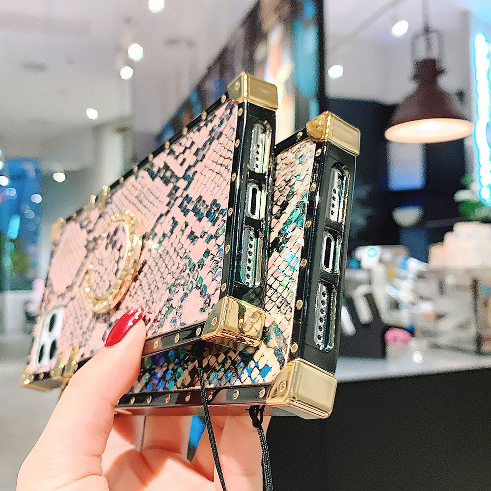 Чехол под змеиную кожу для Samsung S20 + Ultra Note10 Plus A51 A71 S10e S10 note 8 9 A30 A50 A70 A10S квадратный