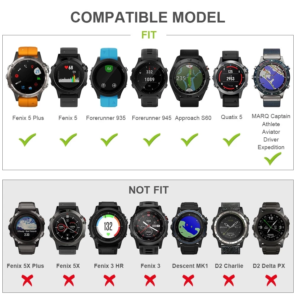 

22MM Silicone Quick Release Watch Band Strap for Garmin Fenix 6X 6 Pro Smartwatch Easyfit Wrist Band Strap Fenix 5X 5 Plus 945