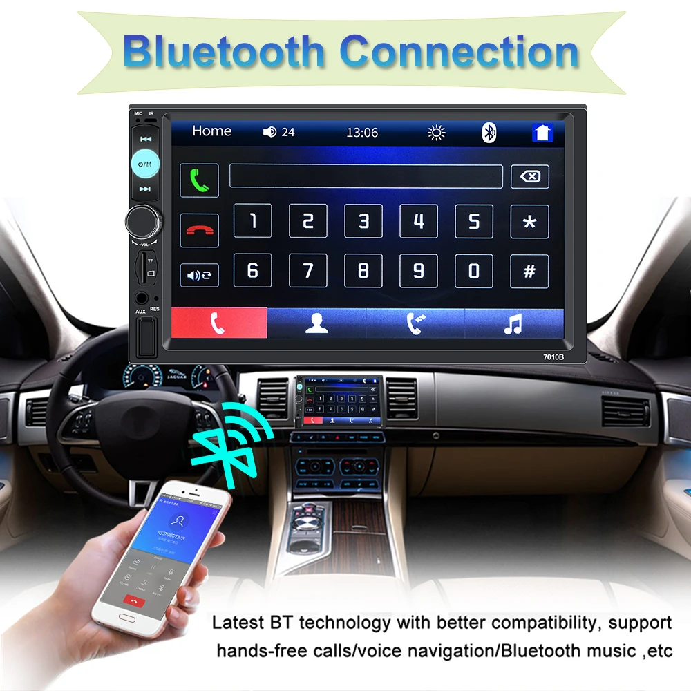 Автомагнитола 2 Din MP5 плеер с сенсорным экраном 7 дюймов Full HD Bluetooth камерой заднего