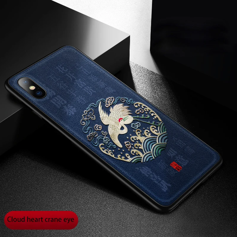 Blue CENMASO, китайский дизайн, ультра тонкий мягкий кожаный чехол-накладка для IPhone 11 Pro Max, винтажный Чехол в китайском стиле - Цвет: Blue