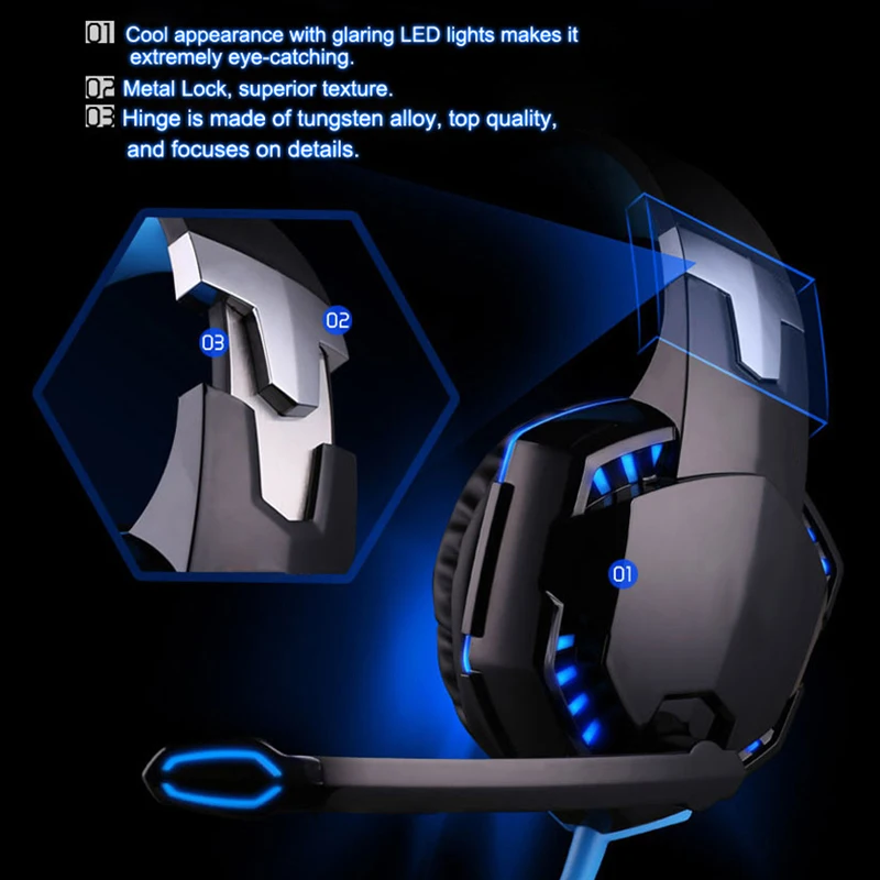 Stereo Bass Gaming Headset Headphones with Mic for PC Computer Game Machine Earphones Audio And Video | Электроника
