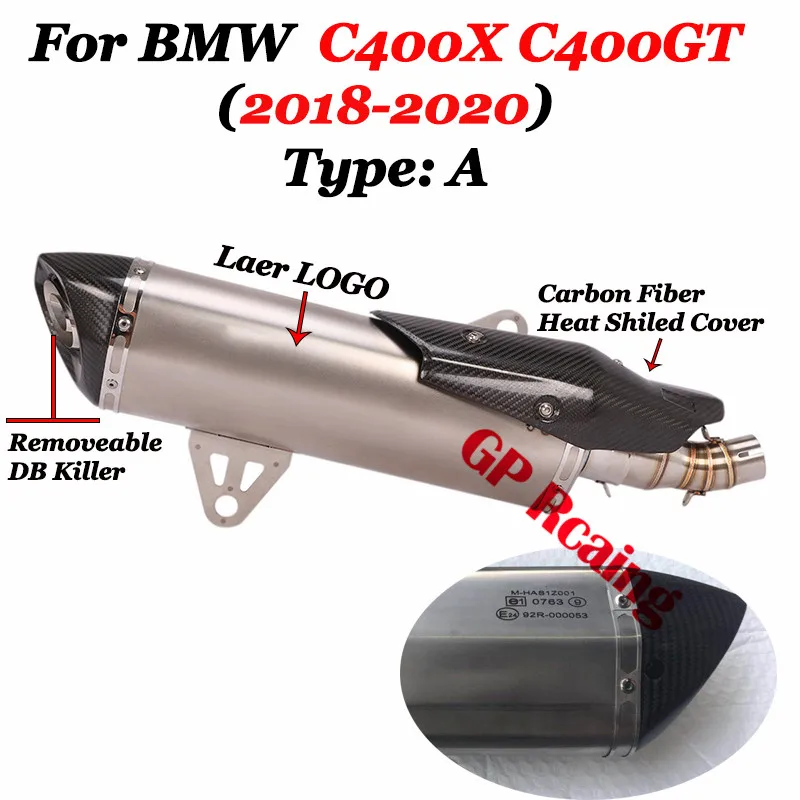 Full System For C400X C400GT 2018 2019 2020 Motorcycle GP Exhaust Escape Mid Link Pipe Carbon Fiber Muffler Tube Header Slip On |