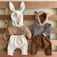 baby clothes set hooded animal ear winter toddler girls sweatshirt thick velvet kids clothes and pants for boys coat outerwear