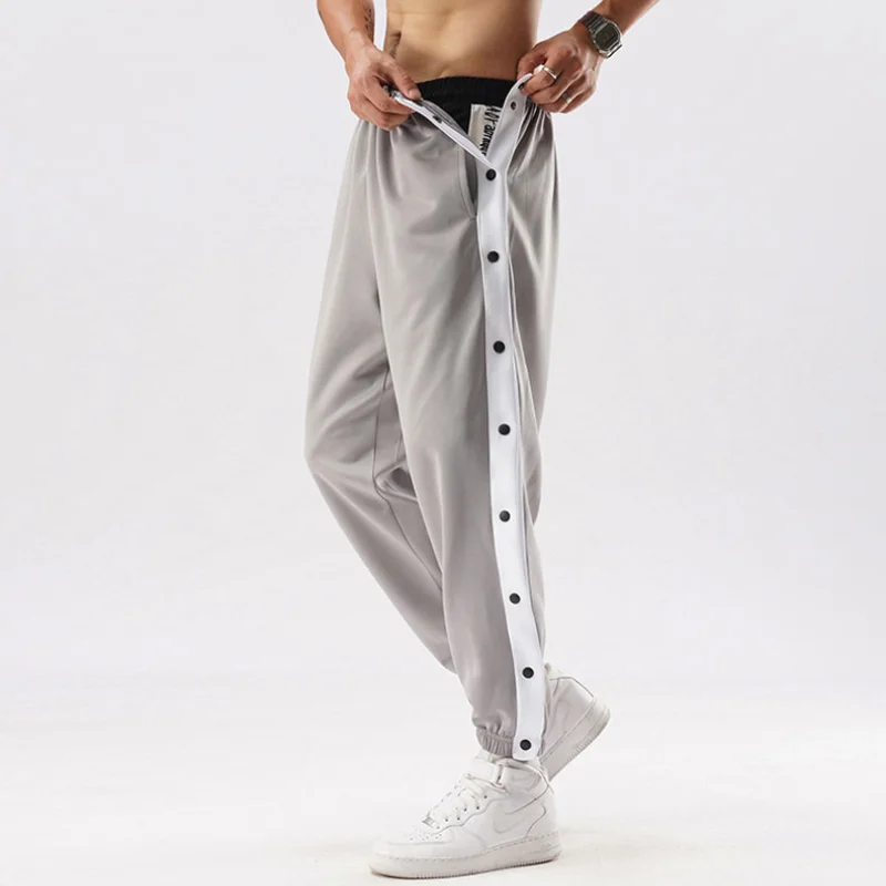 

Men's jogging pants casual wide leg pants men's striped Hip Hop Pants Street Style Men's button pants Retro