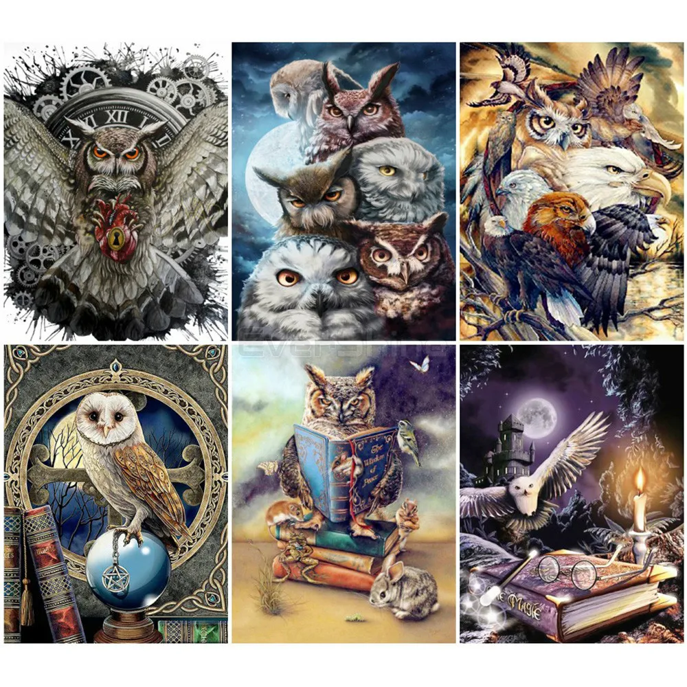 

CraftArtGo 5D DIY Diamond Embroidery Owl Magic Full Square Round Rhinestone Mosaic Painting Cross Stitch Flowers Diamond Kit