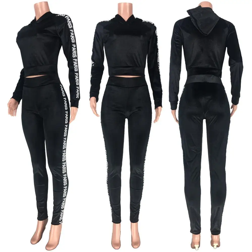 

Casual Sporty Workout Matching Sets Women O-Neck Long Sleeve Active Wear Two Piece Outfits Crop Top And Pants Suit Wholesale