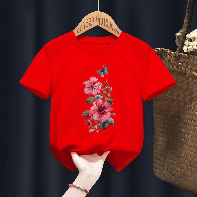Camisetas con estampado de mariposa y flores para chica, ropa informal para chica divertida, regalo para chico, Manga, color negro, Harajuku-4
