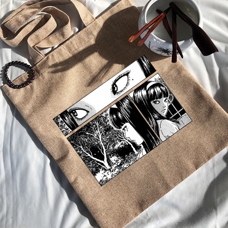 

Сумка-шоппер Женская многоразовая, повседневная Сумочка на плечо с принтом Junji Ito, стильная портативная вместительная Роскошная тоут в стил...