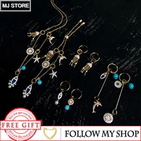 june the new adjustable bracelet necklace earrings set 925 silver dolphin fish star luxury brand monaco jewelry for women gift