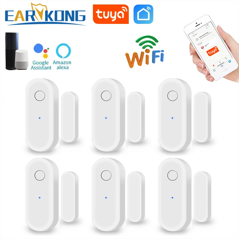 Умные детекторы открытия/закрытия дверей Wi-Fi домашняя сигнализация совместимая