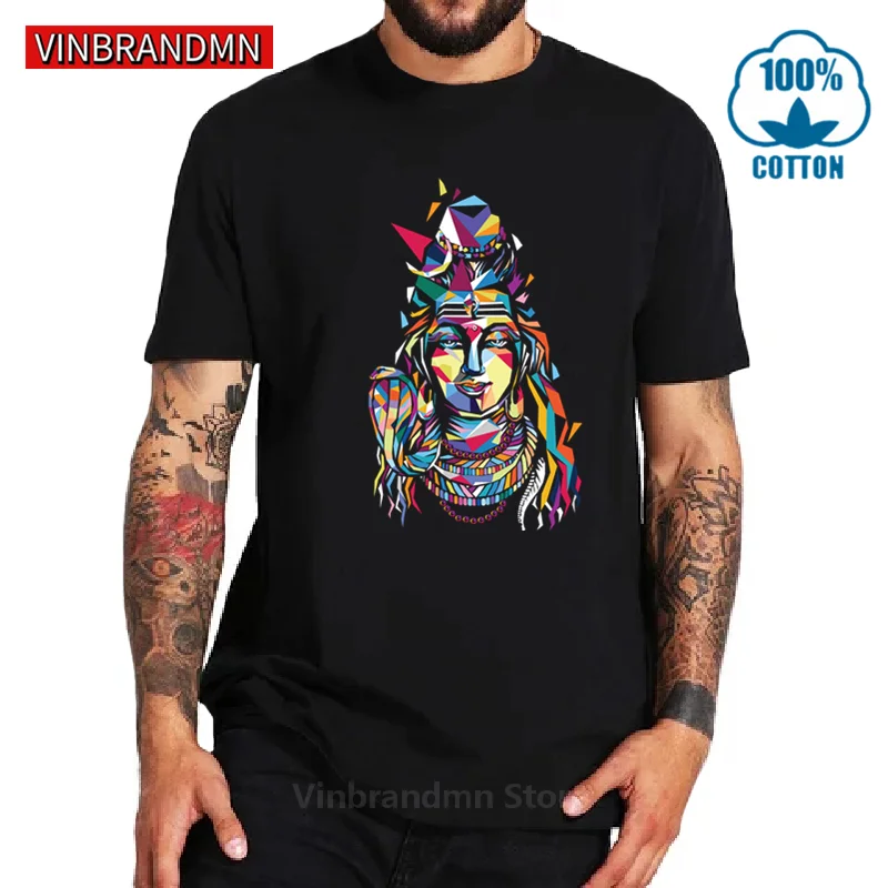 Продвижение 2020 винтажные Летние Забавный индийский Шива Бог футболки для мужчин