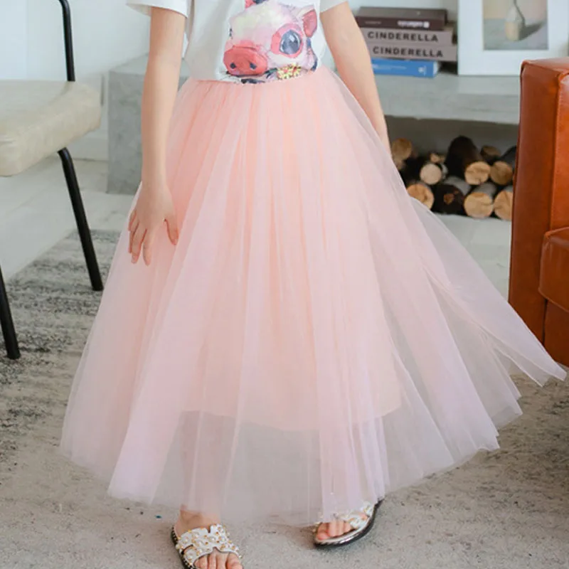 Юбки для девочек Новинка 2020 года Длинная юбка из Мягкого Тюля маленьких модный