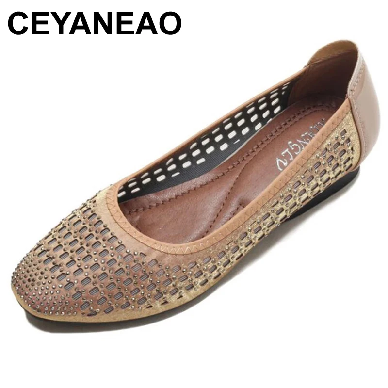 

CEYANEAOMesh shallow mouth sandals hollow single shoes 2021 new comfortable and breathable women's shoes fashionable mother shoe
