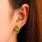 Милые зеленые серьги-гвоздики, трендовые забавные серьги в виде животных для женщин и девушек, серьги-гвоздики, эффектные серьги, пирсинг для ушей, ювелирные изделия, подарки