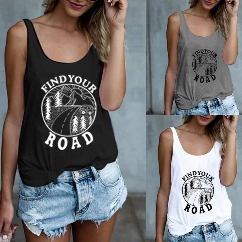 

find your road top street style casual letter tank sexy womens plus streetwear woman clothes 2019 tops festival