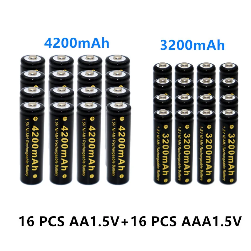 4 40 шт. 1 5 V AAA + A набор никель металл гидридных Перезаряжаемые Батарея 42000 3200 мА ч