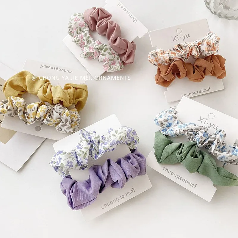 

Ruoshuo 2pcs/set Woman Sweet Hair Scrunchies Rubber Band Ponytail Holders Hair Ties Girls Elastic Hairband Lady Ornaments
