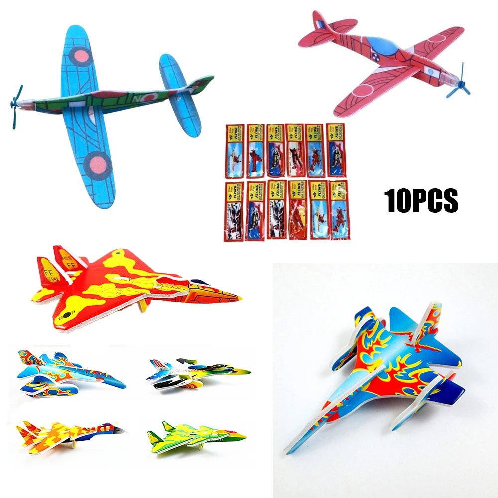 1/10Pcs NEW 3D DIY Hand Throw Flying Glider Planes Foam Aeroplane Party Bag Fillers Childrens Kids Gift Model Toys Game