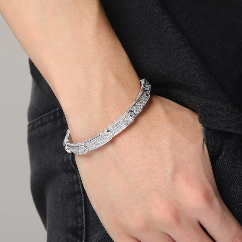 Новые персонализированные Твердые Iced Out мужские очаровательные браслеты браслет Iced Out золото серебро цвет браслеты Хип-хоп Bling ювелирные изделия подарки