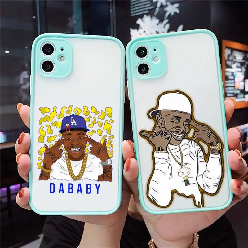 

DaBaby Suge Rapper boy Phone Case For iPhone 12 11 Mini Pro XR XS Max 7 8 Plus X Matte transparent blue Back Cover
